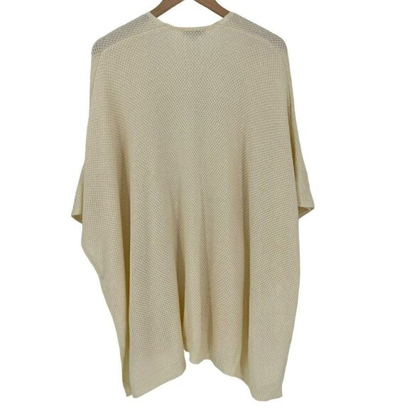 Loft Waffle Knit Open Front Poncho Cardigan Sweater Cream M/L New 533489 - Picture 6 of 11